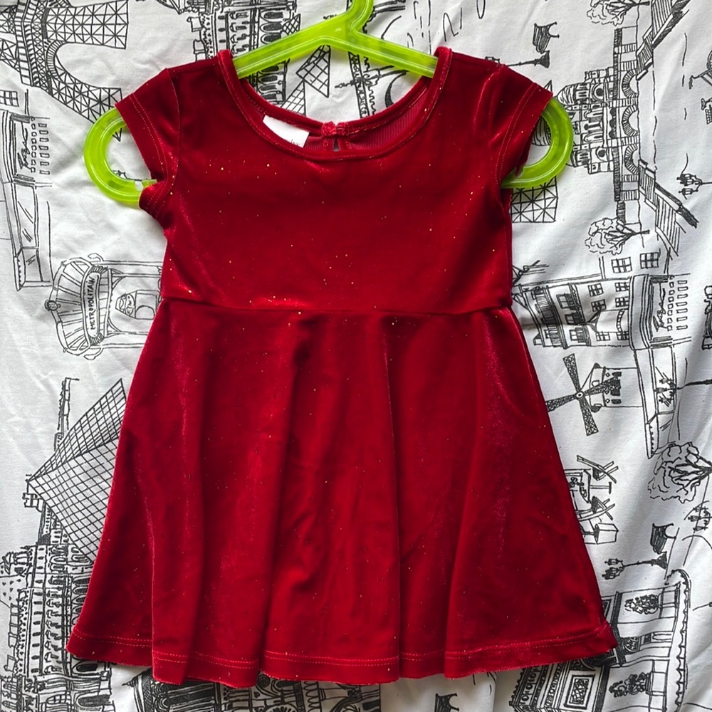 Child’s Red Gold Sparkle Velvet Dress